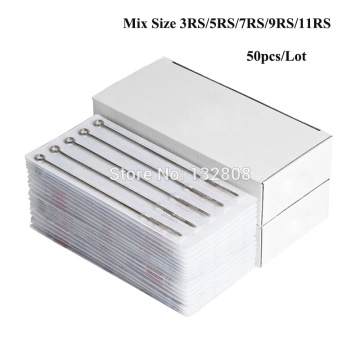 50pcs Assorted Disposable Sterile Tattoo Needles Mixed 3RS 5RS 7RS 9RS 11RS Size For Tattoo Supply Free Shipping