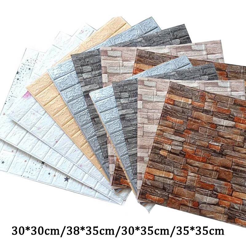 3D Brick Wall Stickers DIY Wall Panels For Kitchen Decoration Self-Adhesive Waterproof Wallpaper For Kids Room Sticker Brick