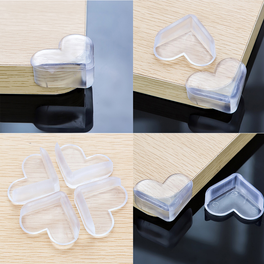 4X Heart Transparent Corner Guard silicone Protecto Baby Safe Cabinet Glass Table Desk Corner Guar For Baby Kids Protection