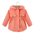 Spring And Autumn Girls Jackets Dot Decoration Cotton Casual Long Sleeve Windbreaker Zipper Fashion Girls Outerwear Kids Clothes