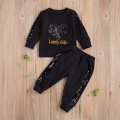 Kid Baby Girl Sequined Top Hoodie, Lace-up Pants, Round Collar Long Sleeves Heart Patchwork Top Side Pocket Jogger Trousers 1-6Y