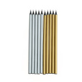Hot Sale Creative Eco-friendly Metal Gold and Silver Color Pencil round Bar Dark Wood Color Painting Dedicated Pencil Wholesale