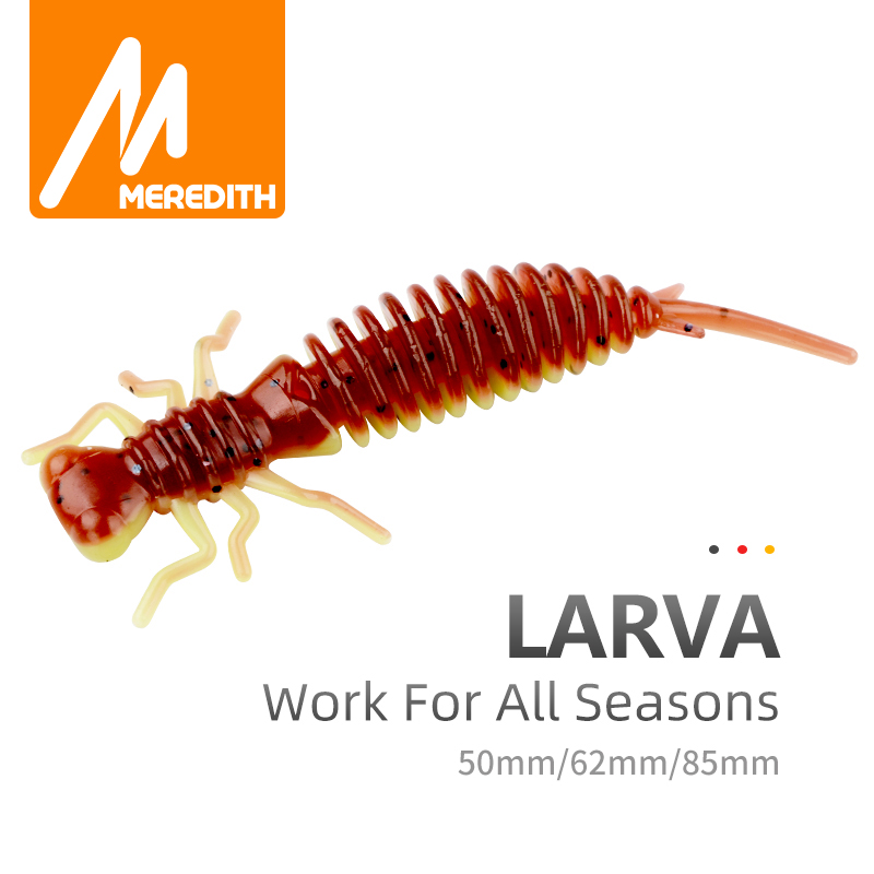 MEREDITH Larva Soft Lures 50mm 62mm 85mm Artificial Lures Fishing Worm Silicone Bass Pike Minnow Swimbait Jigging Plastic Baits