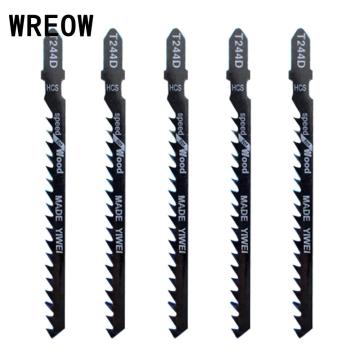 WREOW 5pcs High Carbon Steel Jig Saw Blades PVC Fibreboard Reciprocating Saw Blade Power Tools For Clean Cutting Wood T244D 74mm