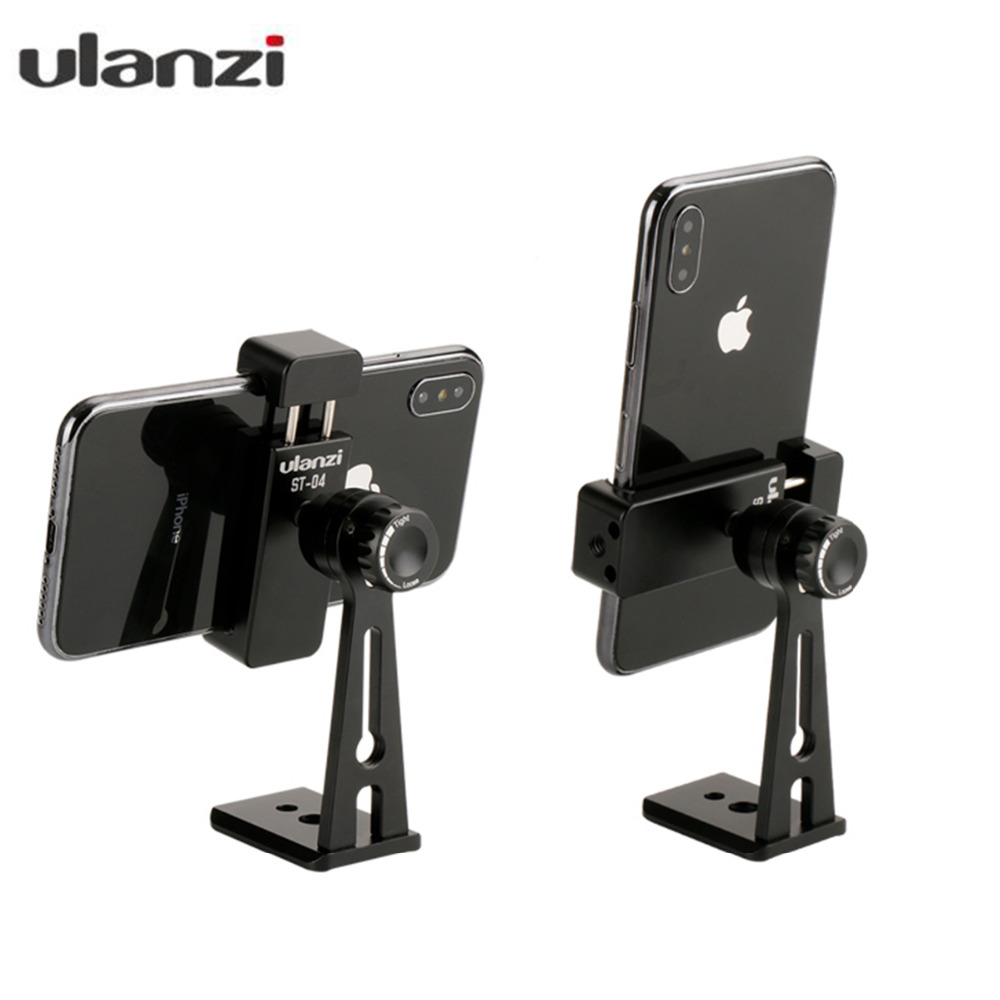 Ulanzi ST-04 Tripod Clamp Smartphone Mount Holder Mount Adapter Live Tripod 360 Rotation Phone Clipper for iPhone Android Phones