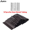 127PCS Polyolefin Car Electrical Cable Tube kits Heat Shrink Tube Tubing Sleeve Wrap Wire Assorted 7 Sizes Black