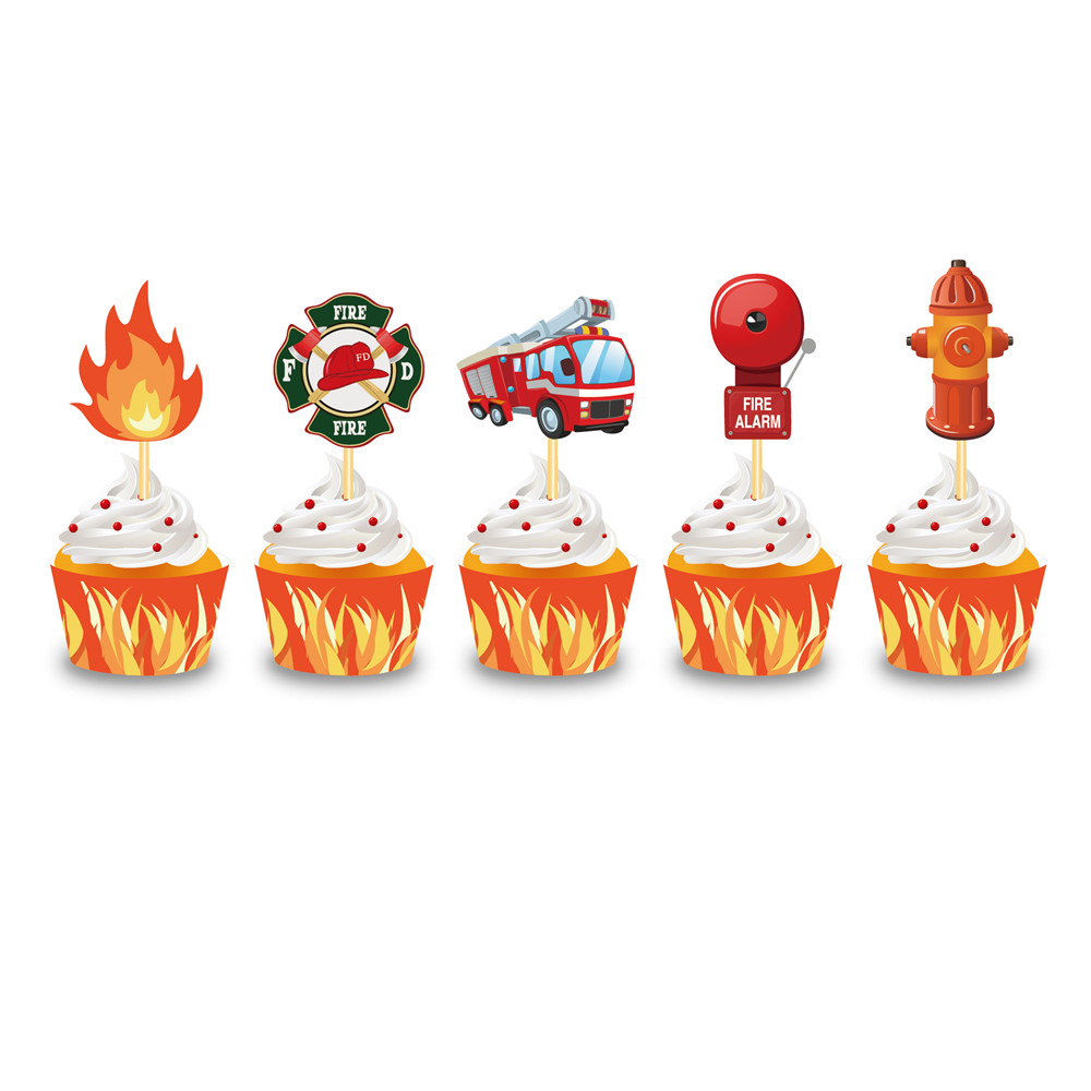 8pcs/set Fireman theme party cups Fire Truck paper cups kids happy birthday party decorations Firefighter party supplies