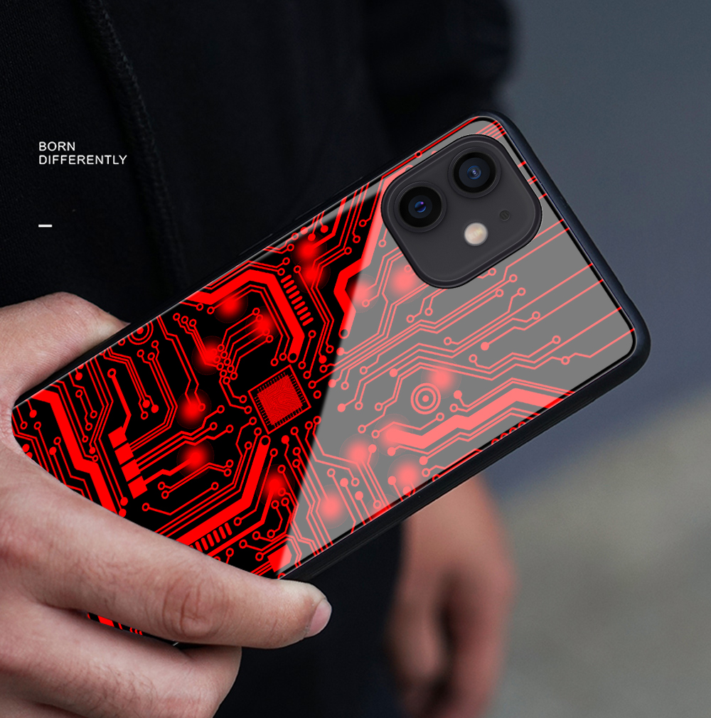 Technology Fashion Red Chip for iphone 12 pro tempered glass case for iphone x xr xs max 11 12 pro max 6 6s 7 8 plus 12 mini