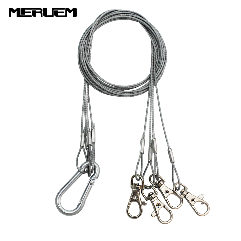 Free shipping 4strip/Bag Suspension Kit Stainless Steel Hang Rope Hook Galvanized Steel Cable Hanging lights Grow light parts
