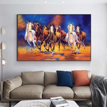 Modern 7 Running Horses Canvas Painting Wall Art Posters and Prints Picture Animal Oil Painting Home Decoration For Living Room