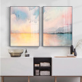 Modern Abstract Pink Blue Seascape Canvas Poster Print Wall Art Pictures Decorative Painting for Living Room Girls Bedroom Decor