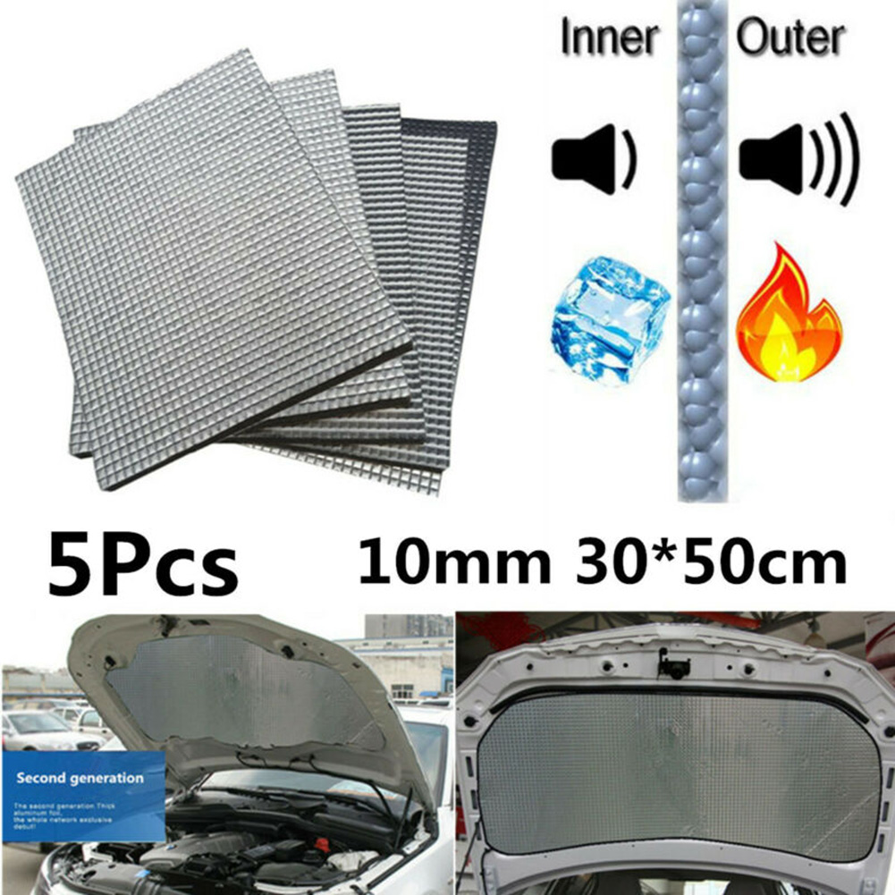 Barrier Car Sound Heat Insulation Mat 5Pcs 5pc 5x 5* 10mm Car Auto Hood