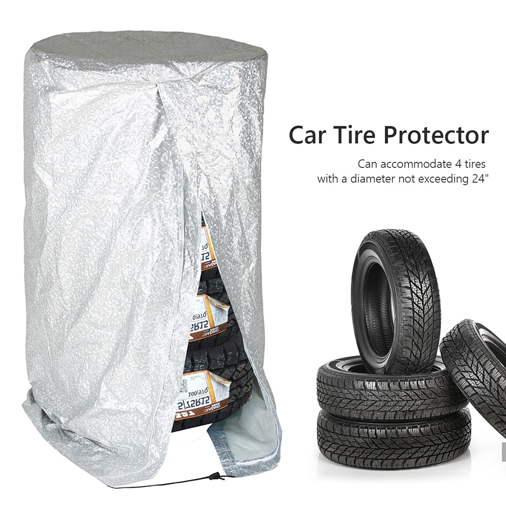 Polyester Car Tire Storage Bag Spare Case Dustproof Four Season Tyre Protective Cover with String Base for 24 inch Tires