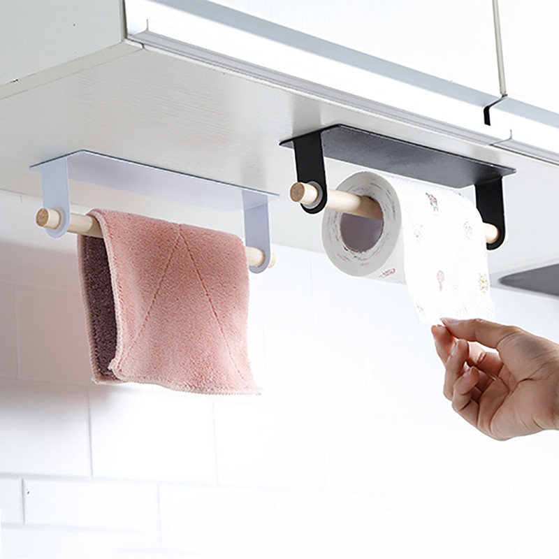 Kitchen Self-adhesive Roll Paper Holder Towel Storage Rack Tissue Hanger Cabinet Hanging Shelf Bathroom toilet paper holder
