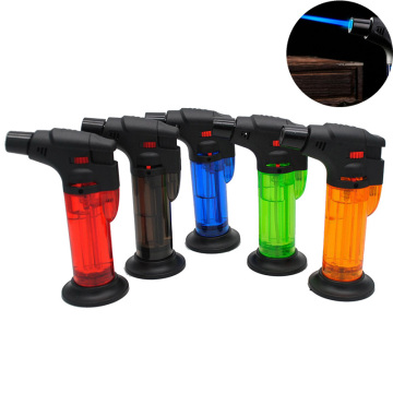 Windproof Refillable Lighter Butane Inflatable Torch Fuel Jet Blue Flame Lighters for Cigar Outdoor BBQ Unfilled