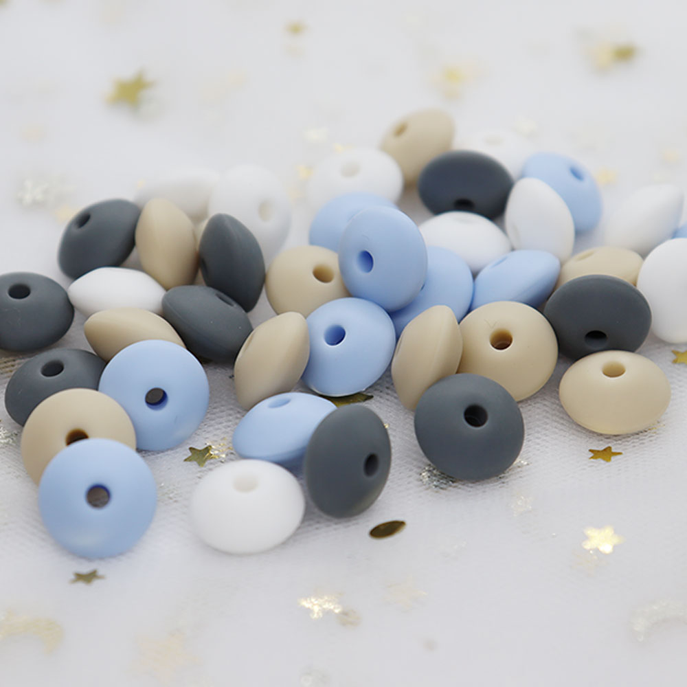 50Pcs Round Perle Silicone Lentil Beads 12mm DIY Newborn Teething Necklace Toys BPA Free Siliconen Kralen Mordedor Loose Bead