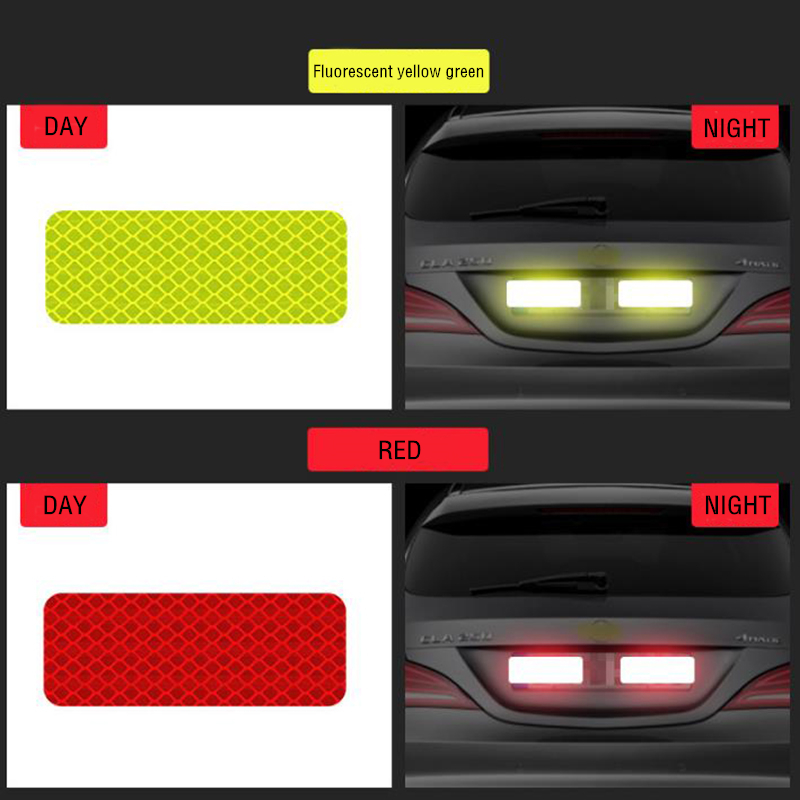 10 pcs Square Rectangle Car Safety Mark Decal Warning Tape Reflective Stickers For Bicycle Car Exterior Decoration Accessories