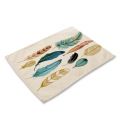 Bird Feather Printing Placemat Dining Table Mats Pad Coaster Table Cloth Waterproof Kitchen Accessories Decoration Home Hotel
