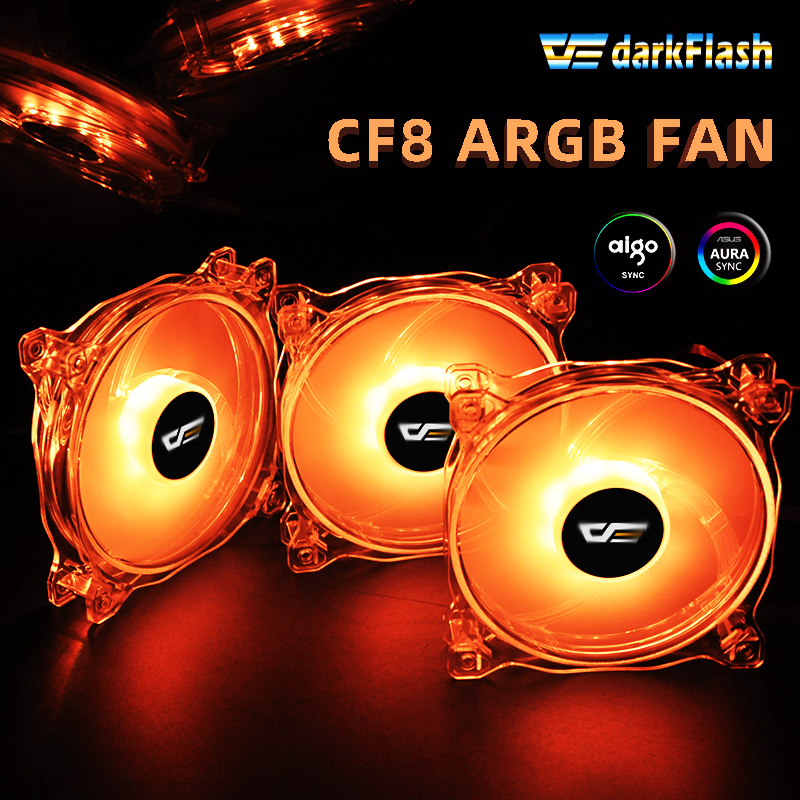 Darkflash CF8 PRO PC Case Fan RGB Cooling Fan AURA SYNC 5V3p IR Remote Quiet desktop Computer Case LED fan CPU Cooler Radiator