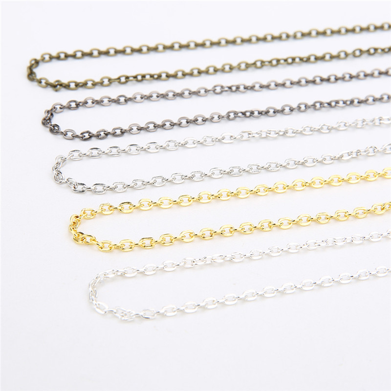 10m/lot Iron Metal Flat Link Chains Bulk Necklace Findings Gold Silver Bronze Color Open Link Chain For DIY Jewelry Accessories