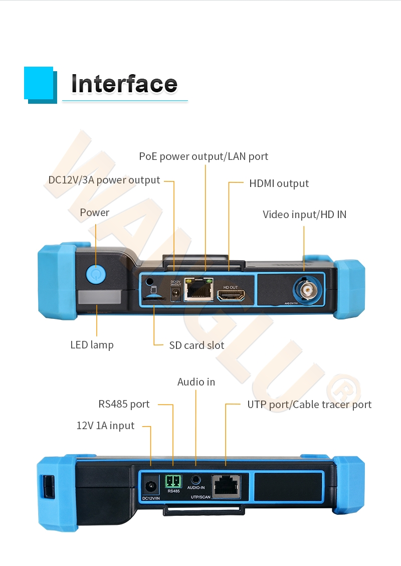 Newest 5 Inch IP HD CCTV Camera Tester Monitor AHD CVBS CVI TVI SDI 8MP Camera Tester VGA Input WIFI POE PTZ