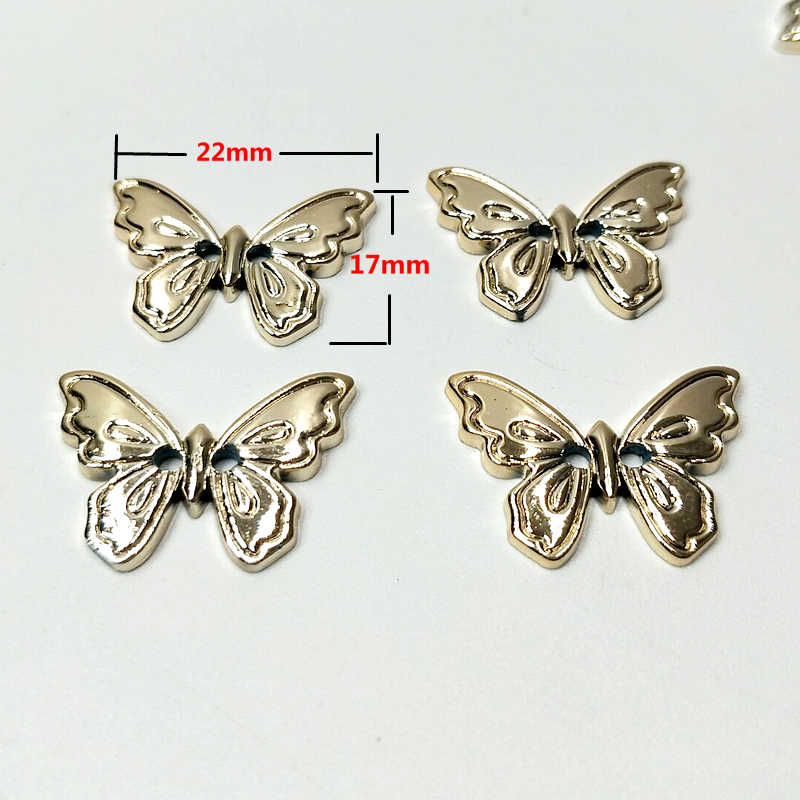 HL 22mmx17mm 50pcs 2 Holes Plating Plastic Butterfly Buttons Apparel Sewing Accessories Diy Scrapbooking Crafts