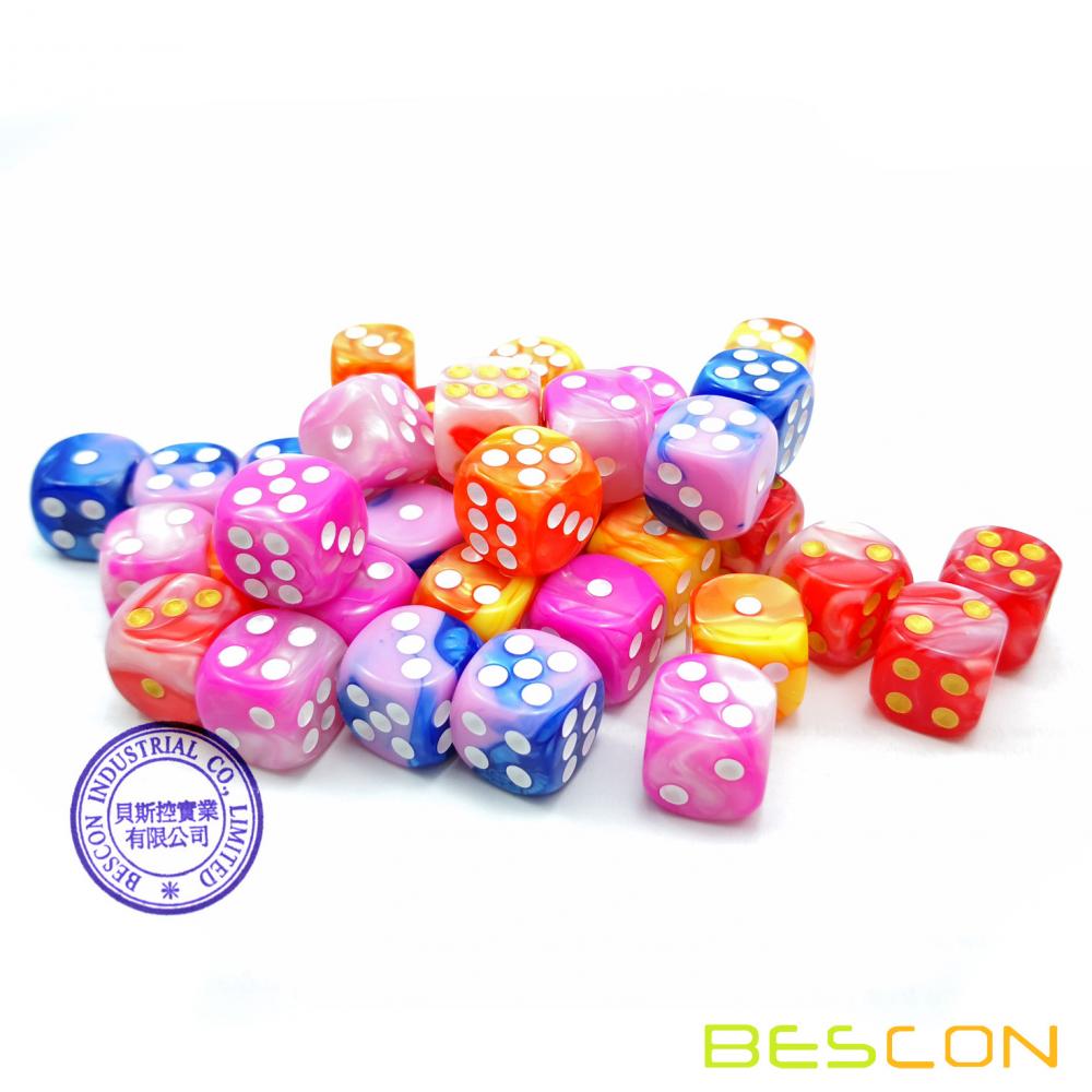 12mm Two Tone Counters Dice Flower Colors 2