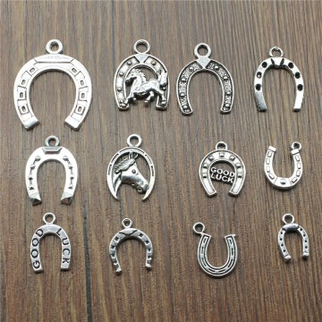 20pcs Horseshoe Pendant Charms Antique Silver Color Horse Shoe Charms Jewelry Lucky Horseshoe Charms For Bracelet