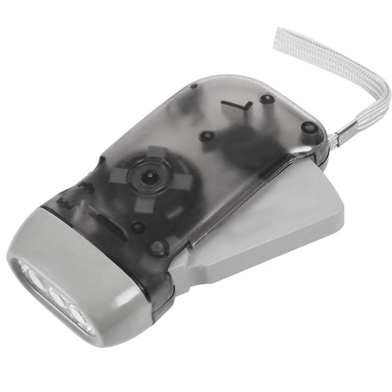 3 LED Dynamo Wind Up Flashlight Torch Light Hand Press Camping grey