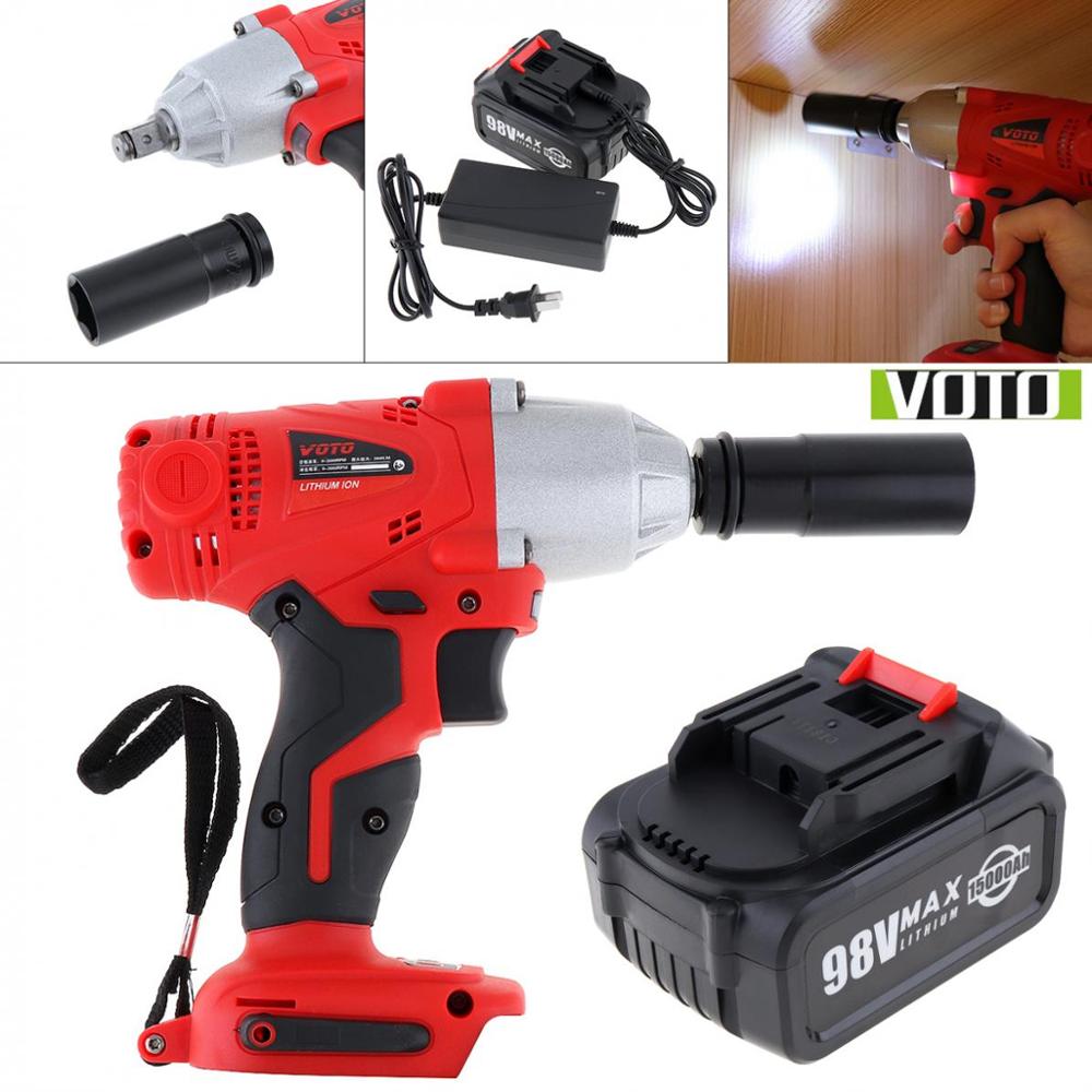 VOTO 100-240V Cordless Screwdrivers 98V Two-speed Impact Electric Wrench Screwdriver with Max Lithium Battery for Car Repair