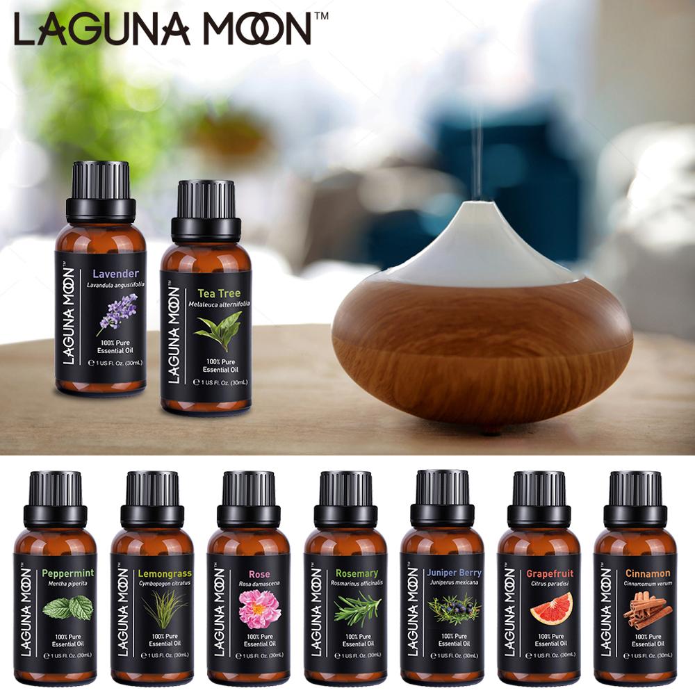 Lagunamoon Essential Oils 30ML 1OZ Rose Tea Tree Massage Humidifier Peppermint Frankincense Lavender Jasmine Oil Essential