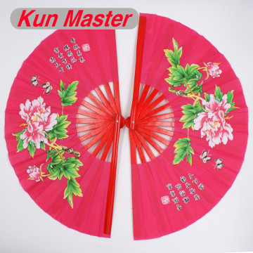 Bamboo Double Tai Chi Performance Fan 20 Color Available Martial Arts Fan Kung Fu Fans Rose Red Peony Pattern Cover