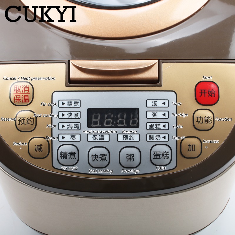 CUKYI Electric Rice Cooker 5L Timing Reservation Food Heating Pressure Cooking Steamer 2-8 People Soup Stew Pot Cake 24H EU US