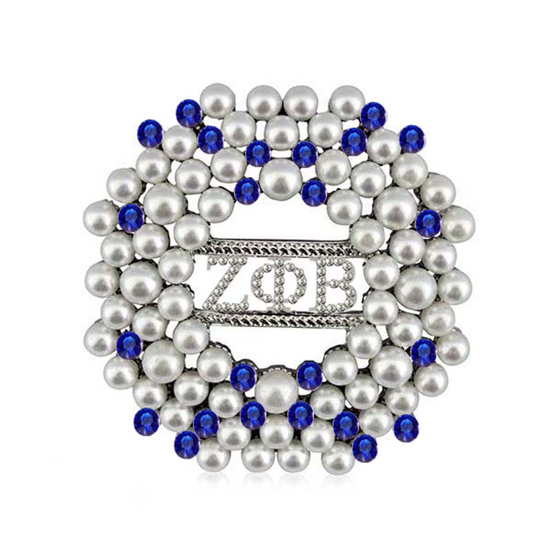 Drop shipping ZETA PHI BETA Sorority Round Shape ZPB Pearl Pins Brooch Jewelry