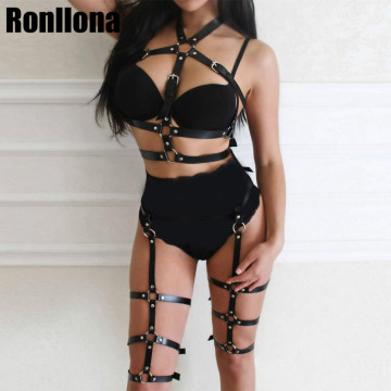 Woman Leather Belt Body Harness For Women Bondage Belt Bra Cage Adjustable High Waist Suspenders Punk Goth Sexy Garter Belt Rave