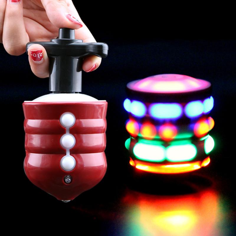 Spinning Top Colorful Flash LED Light Laser Music Gyroscope Children's Wood Luminous Music Gyro Classic Toys Kids Christmas Gift
