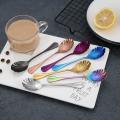 6Pcs Shell Shape Stainless Steel Teaspoons Coffee Spoons Ice Cream Sugar Dessert Spoons Colorful Rainbow Spoons for Kitchen Bar