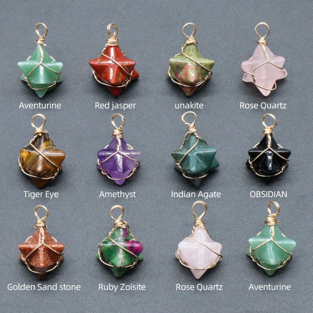 Red Goldstone Merkaba Star Pendants for Necklace Jewelry