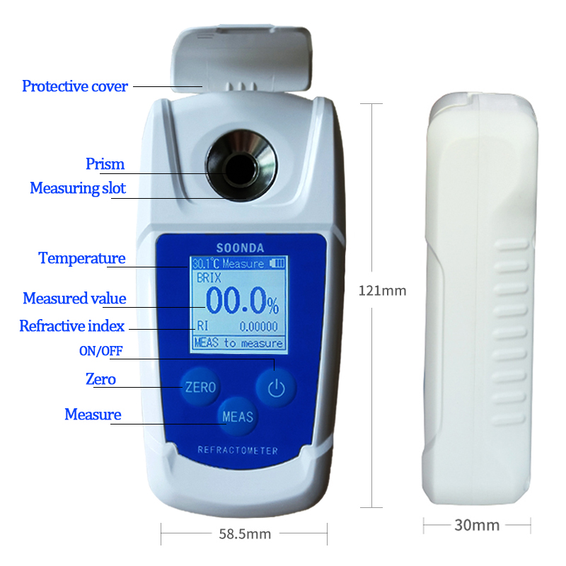 0-55% Digital Auto Refractometer Sugar Meter Tester Hydrometer For Alcohol Wine Honey Fruit Beer Medicine Sugar Concentration