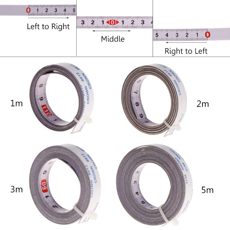 Miter Track Tape Measure Self Adhesive Metric Steel Ruler Miter Saw Scale For T-track Router Table Saw Band Track 1/2/3/5M