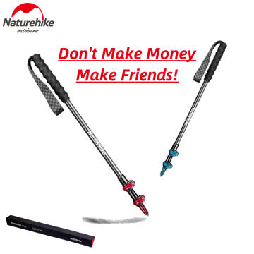 Naturehike 135g Walking Stick Carbon Fiber Telescopic External Lock 3-section Pole Portable Hiking Trekking Equipment