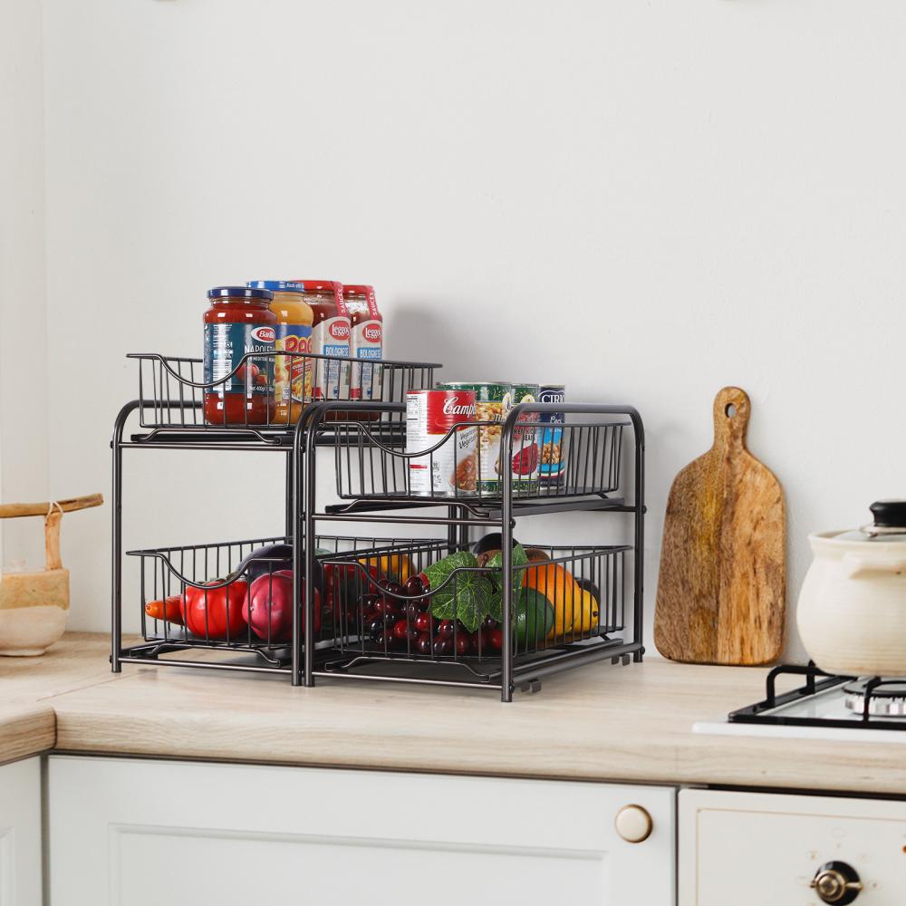 2 Tier Stackable Pull Out Basket Organizer