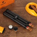LUBINSKI Carbon Fiber Cigar Tube Gadgets Portable Cigar Humidor Box Travel For 2 Cohiba Cigars W/ Humidor Humidifier