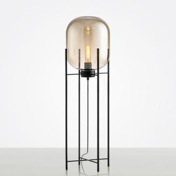 Amber Glass Floor Lamp Four Tripod Lamp Postmodern Bedroom Smoke Gray Glass Standing Lamp Floor Lamps for Living Room