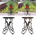 Indoor Balcony Single Wrought Iron Flower Pot Tray Stand Round Stool Flower Rack Ideal For Patios & Porches & Office & Balconies