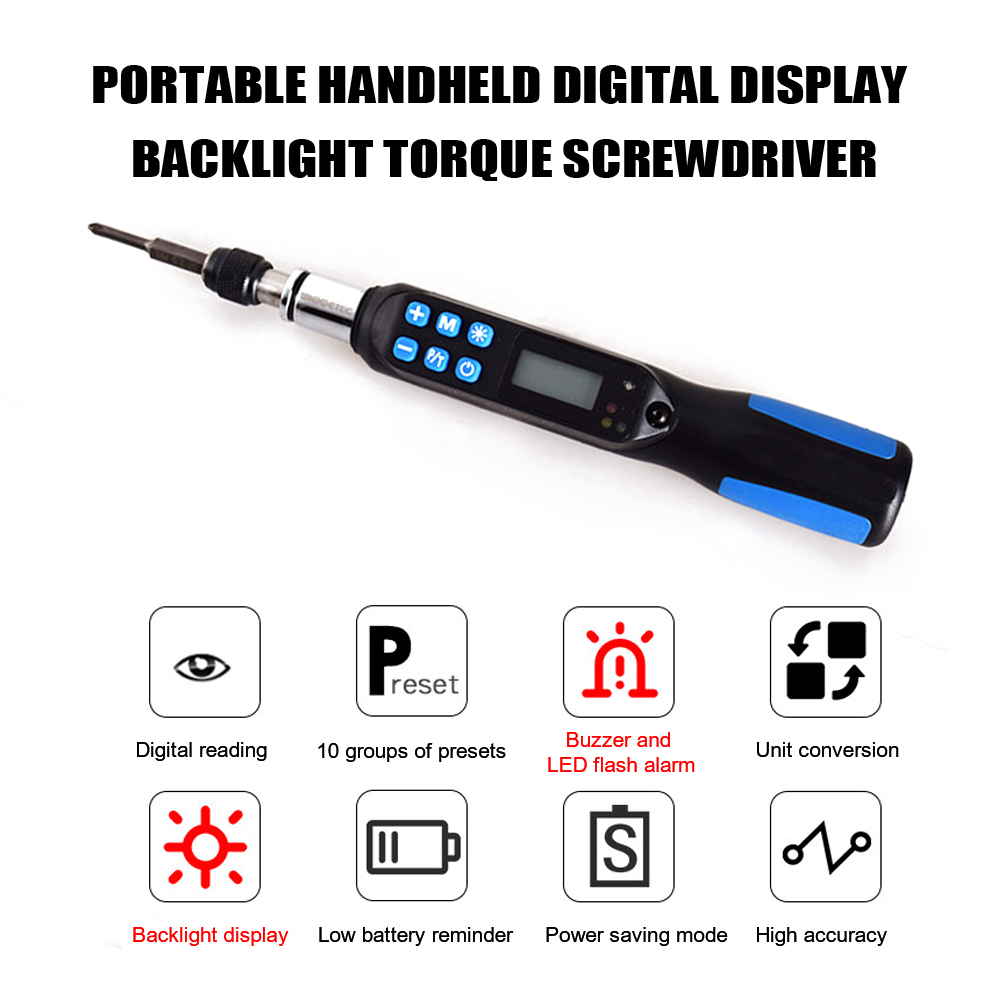 KKMOON Professional Portable Digital 1-10NM Cordless Torque ScrewDriver Handheld Backlight Torque Screw driver Set