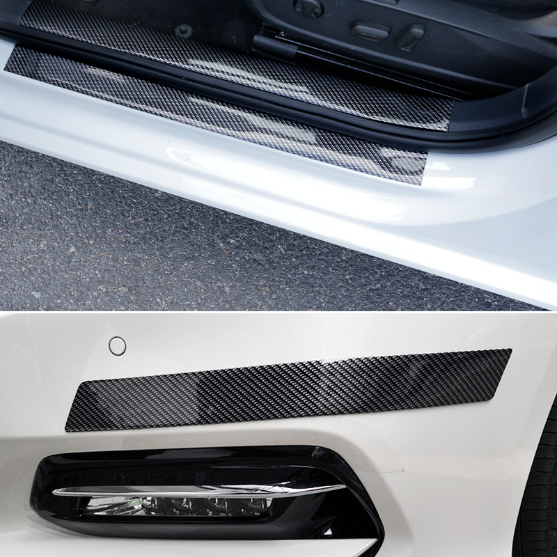 Carbon Fiber Stickers 5D Car Sticker And Decals Door Protector Tape DIY Vinyl Film Auto Body Anti Scratch Strips Accessories