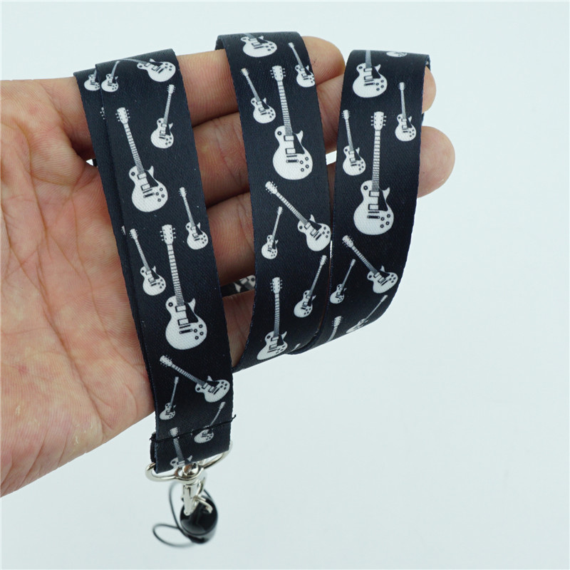 Cute music Guitar Neck Strap Lanyard Mobile Phone Charms Key Chain Camera ID Badge Holder soft fabric Lariat Key Chains Gift