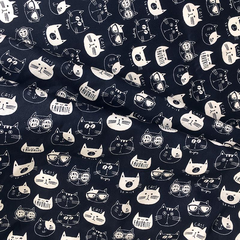 Cute cat print Sewing 100% cotton Fabric Needlework Patchwork cloth for Tissue Kids Home Textile DIY Handmade Sewing Doll Dress