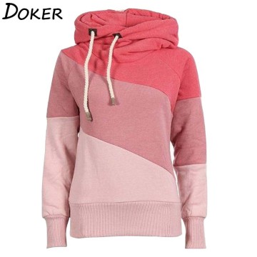 Women Hoodie Sweatshirts 2020 Autumn Winter Fahion Patchwork Long Sleeve Plus Size Ladies Pullovers Casual Warm Hooded Tops